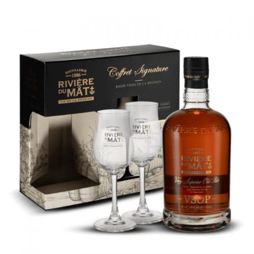 Coffret Rivière Du Mat VSOP 43% + 2 Verres