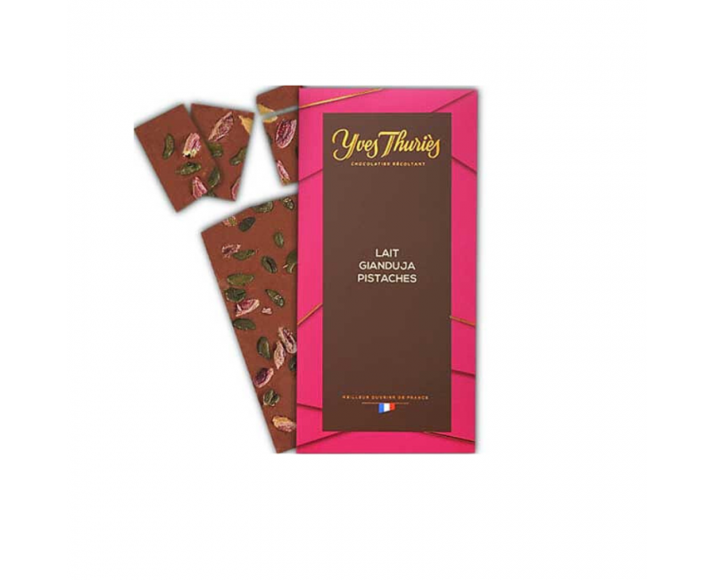 Tablette chocolat au lait gianduja pistaches