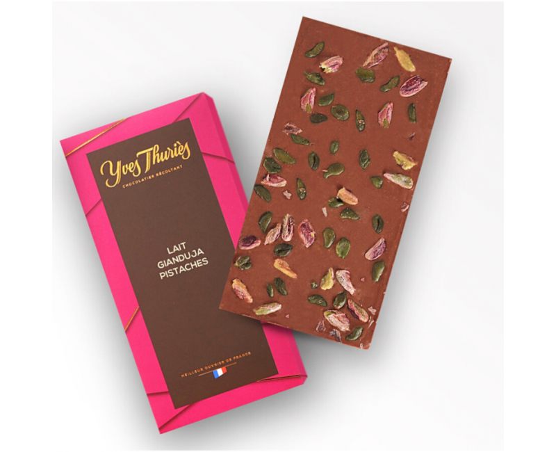 Tablette chocolat au lait gianduja pistaches