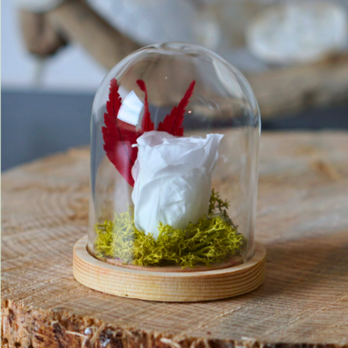 Mini cloche rose blanche éternelle – Artisanat istréen pour la Fête des Mères