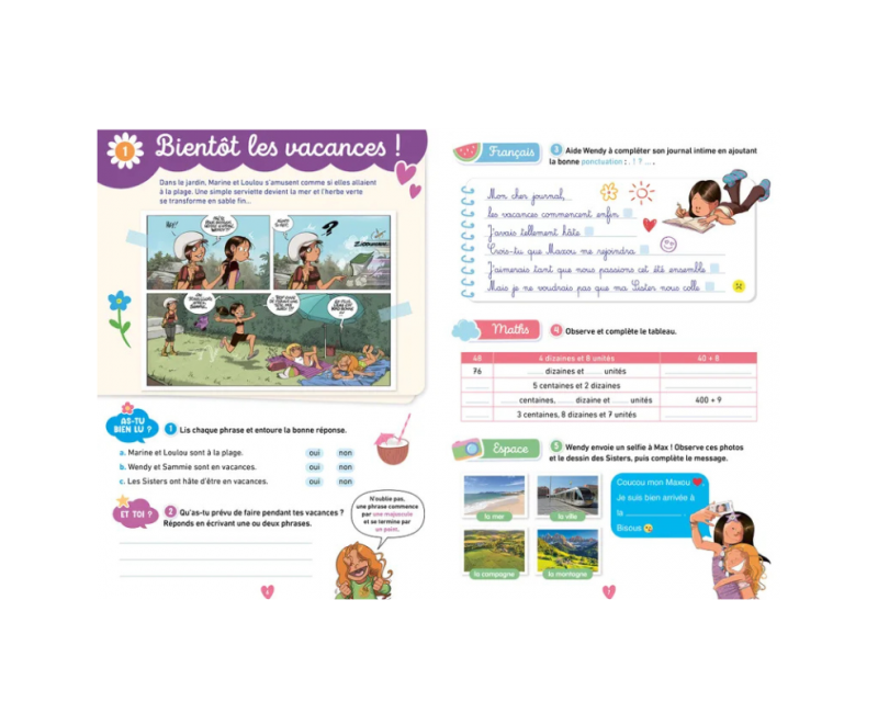 Les Sisters – Cahier vacances 2025 CE1 vers CE2 – Arbre Monde Istres