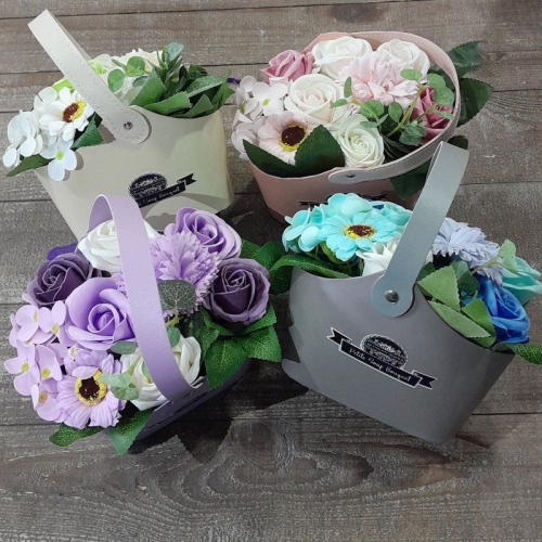Bouquet en savon bleu et blanc