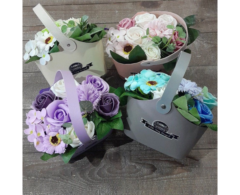 Bouquet en savon bleu et blanc