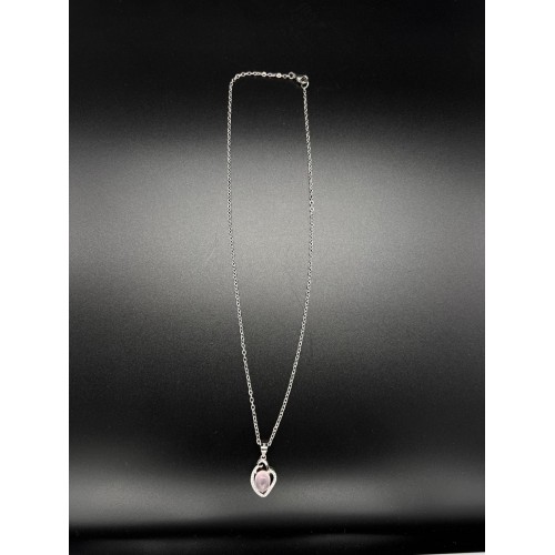 Pendentif Quartz Rose de Madagascar en Argent 925