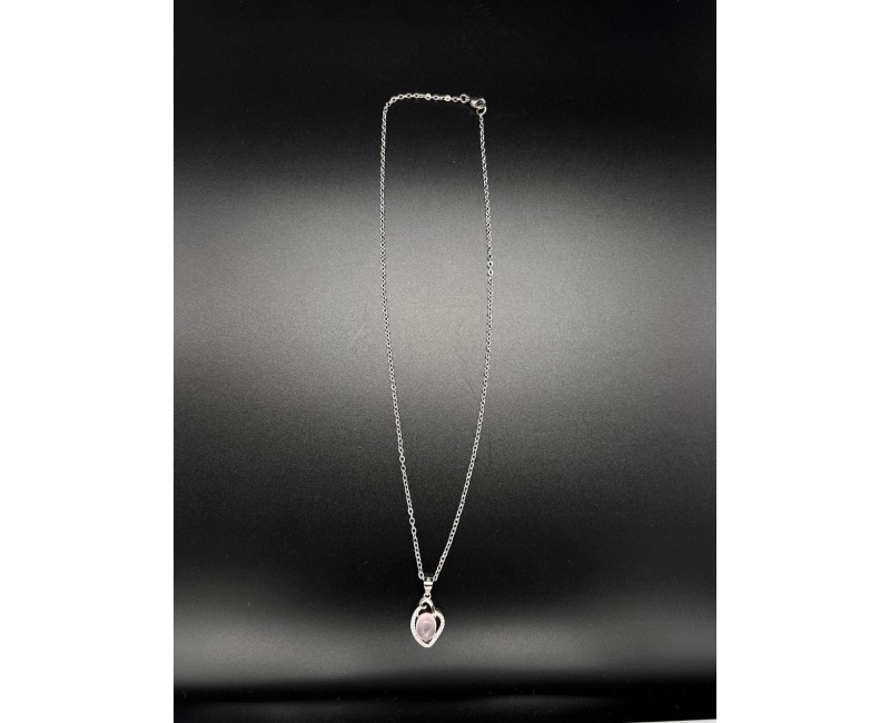 Pendentif Quartz Rose de Madagascar en Argent 925