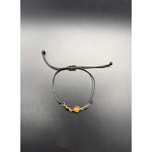 Bracelet Cordon Noir Réglable – Œil de Tigre, Taureau & Faucon