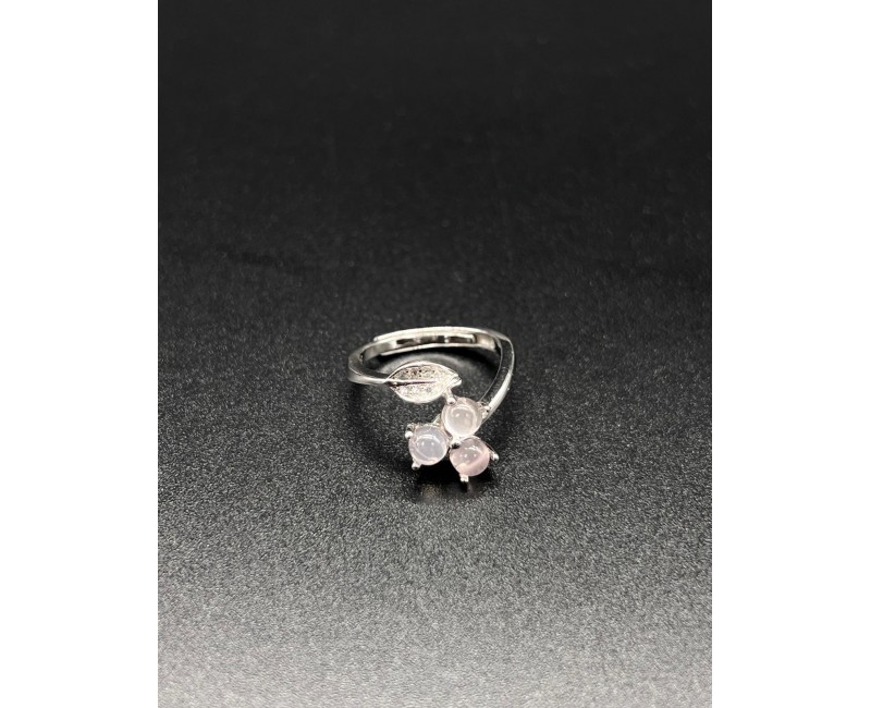 Bague Argent 925 Réglable – Quartz Rose Naturel