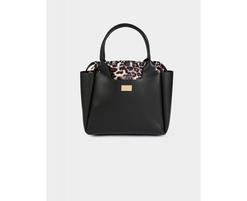 Sac Cabas Noir avec Pochette Léopard