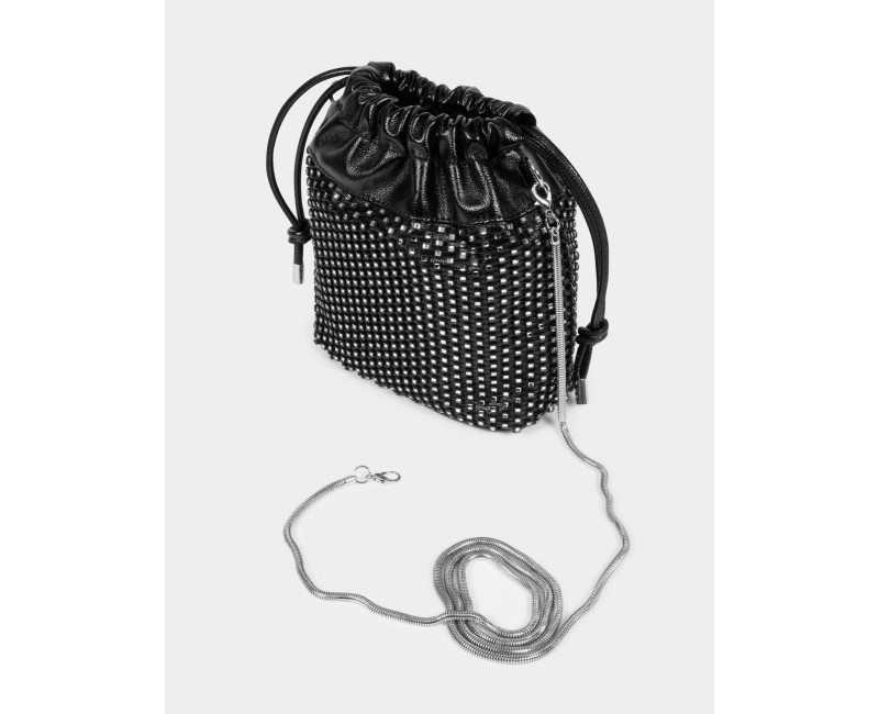 Sac bourse noir à strass