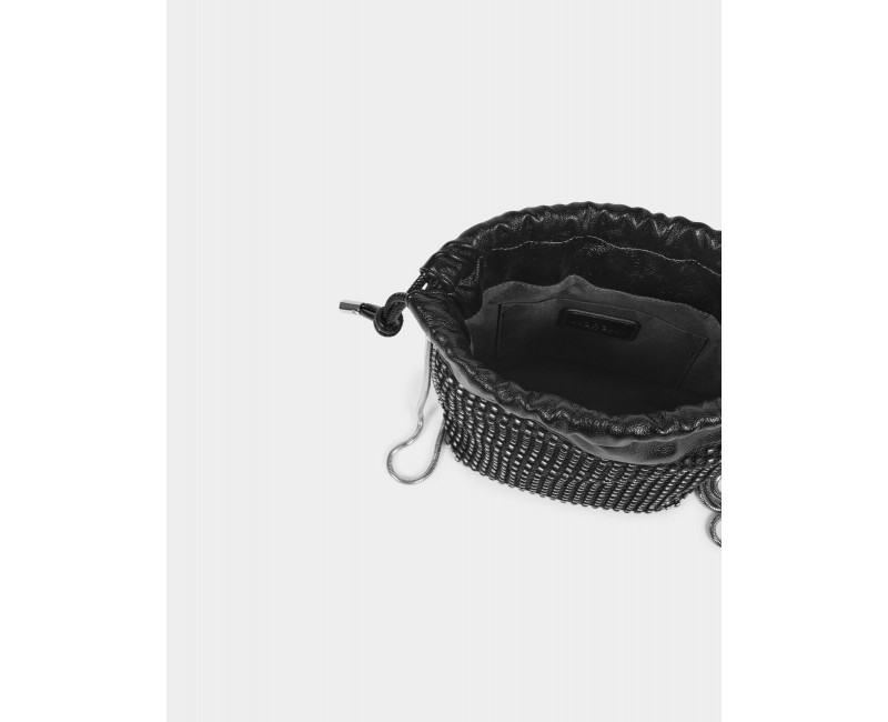Sac bourse noir à strass
