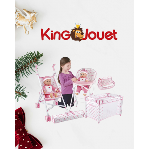 Set poupon avec 4 accessoires Poussette Lit Chaise Sac à Langer