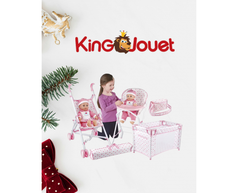 Set poupon avec 4 accessoires Poussette Lit Chaise Sac à Langer