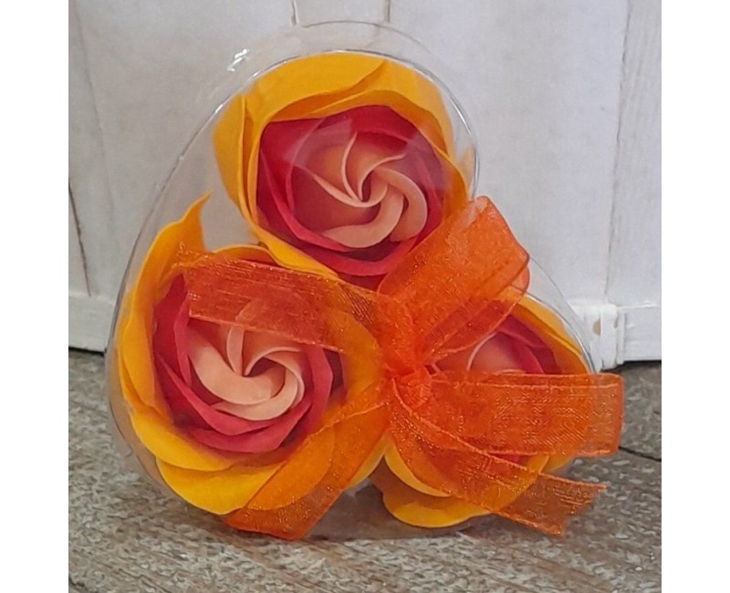 Fleur de savon boite cœur pêche