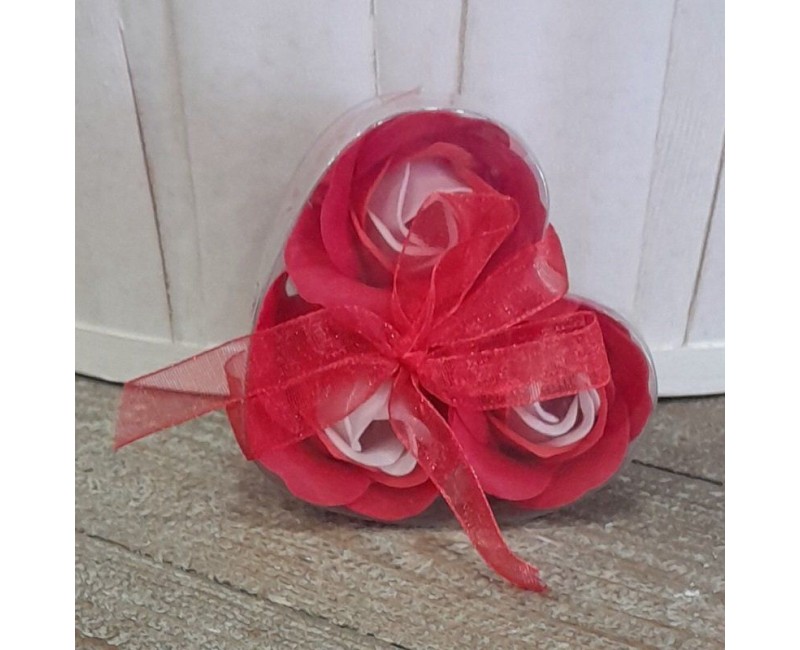 Fleur de savon boite cœur rouge